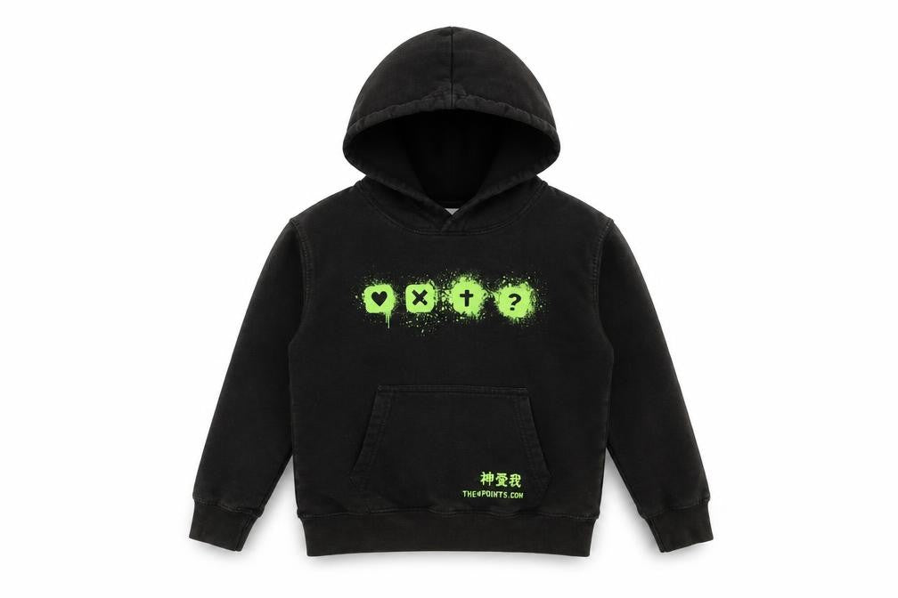 Front view of Preworn boys’ beige geometric pullover hoodie, size 5-6, years