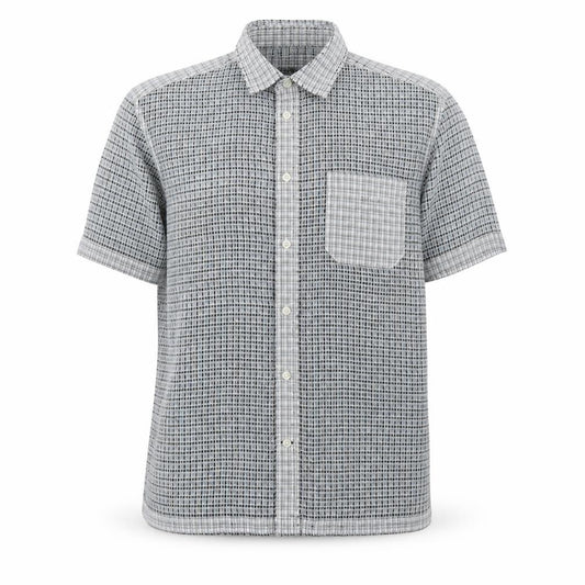 Front view of Marks & Spencer men’s multicoloured check button-up, size M