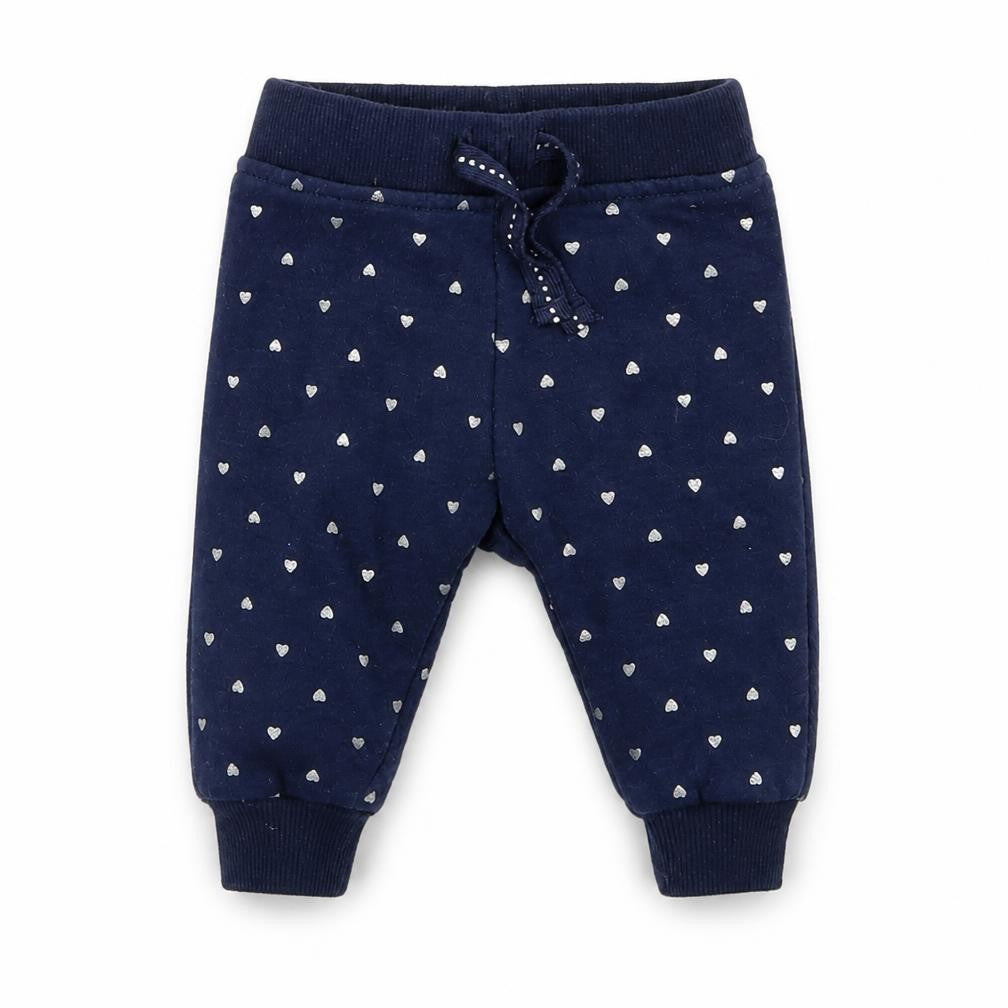 Front view of Primark Baby Blue Geometric Jogger Trousers, size 0-3, Months