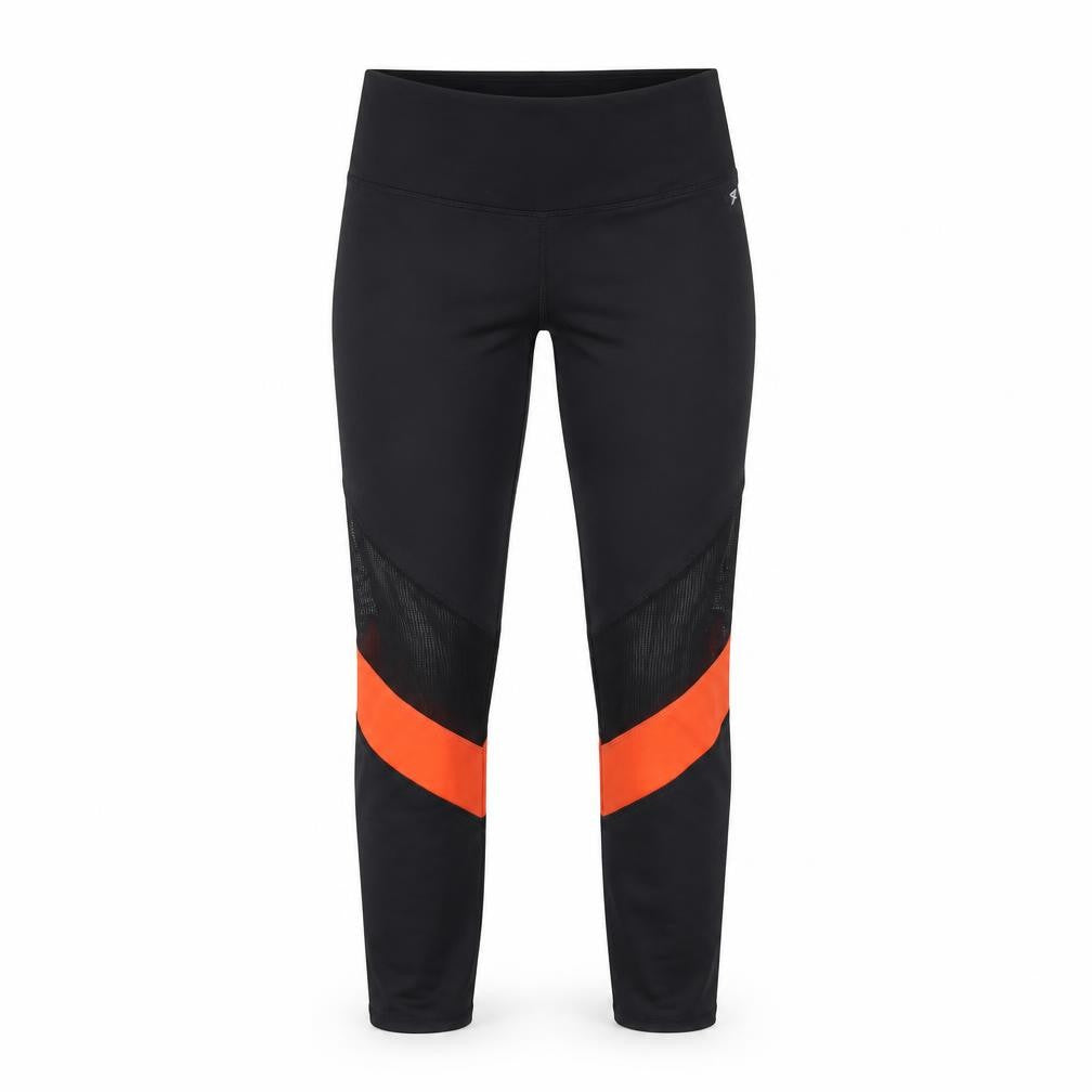 Front view of WorkOut women’s black leggings, size S, 25-inch leg