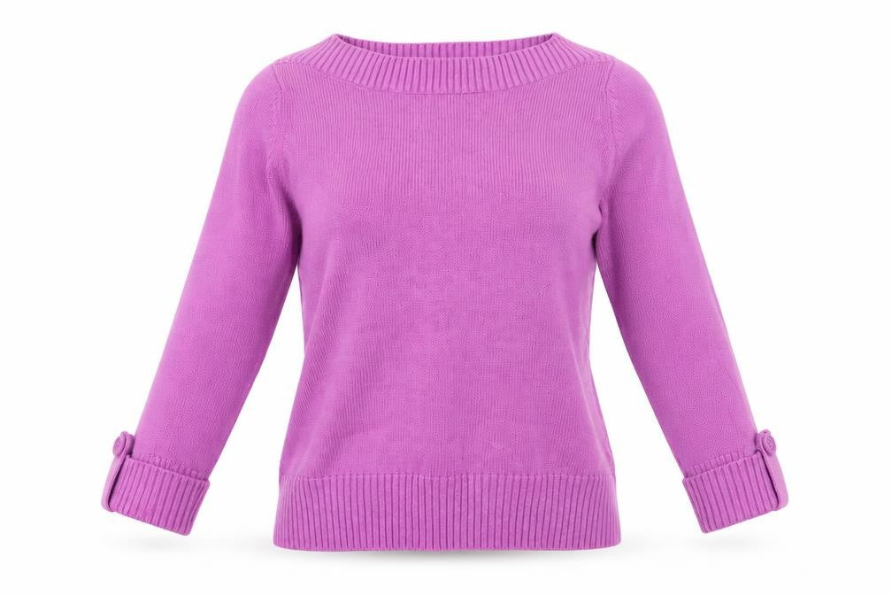 Front view of Marks & Spencer women’s purple jumper, size UK 14