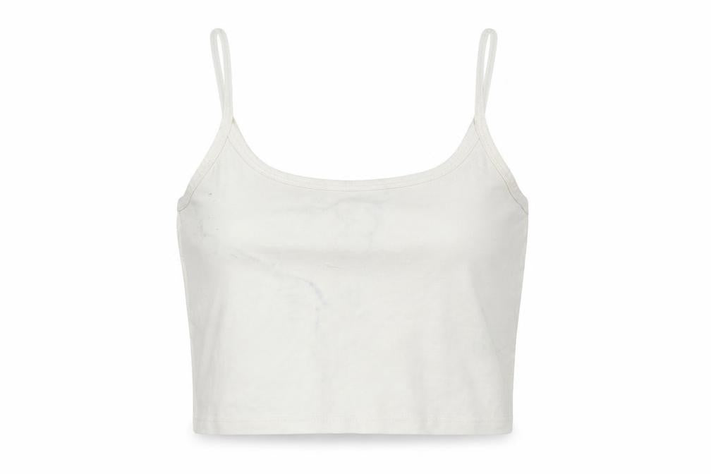 Front view of Topshop women’s white cropped tank, size UK 12