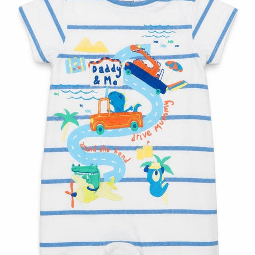 Blue Zoo Boys Blue Animal Print  Romper One-Piece Size 3-6 Months  - Daddy & Me