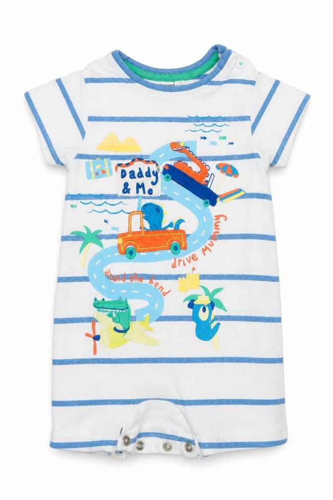 Blue Zoo Boys Blue Animal Print  Romper One-Piece Size 3-6 Months  - Daddy & Me
