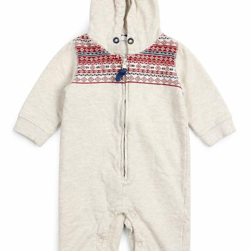 Florence and Fred Boys Beige Geometric  Coverall One-Piece Size 3-6 Months