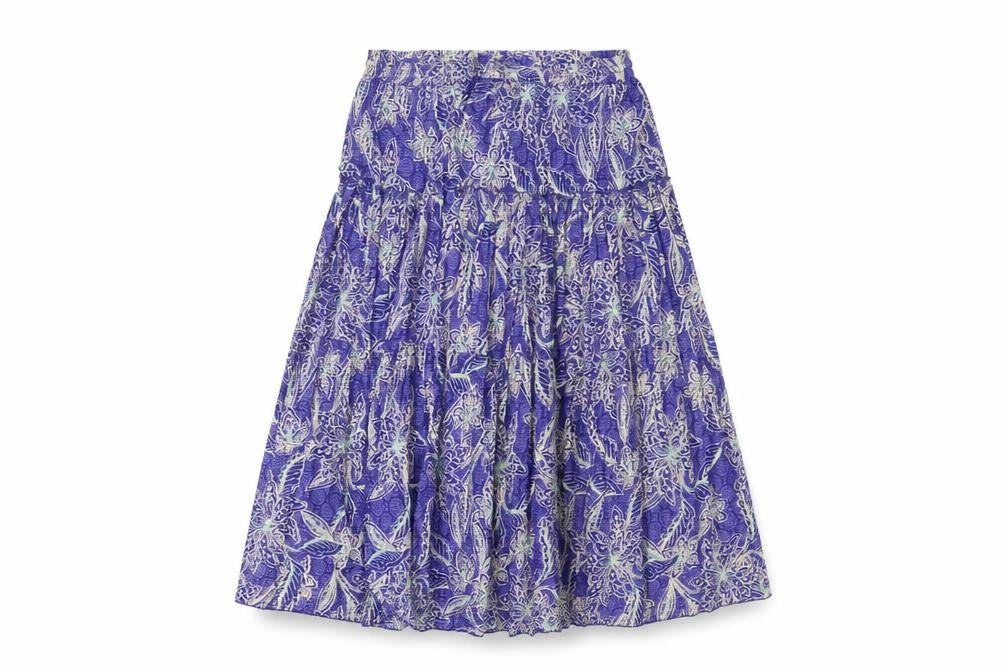 Front view of BM women’s purple a-line, size M, - strapless