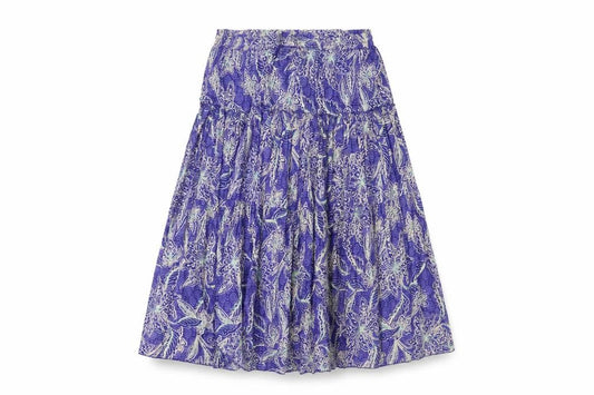 Front view of BM women’s purple a-line, size M, - strapless