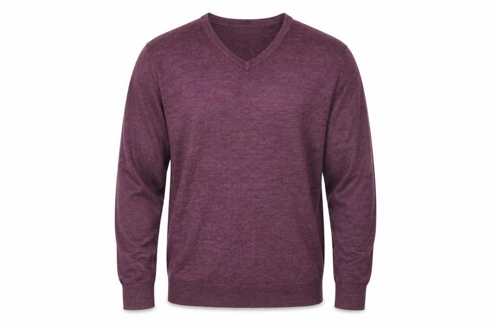Front view of Atlantic Bay men’s purple jumper, size XL