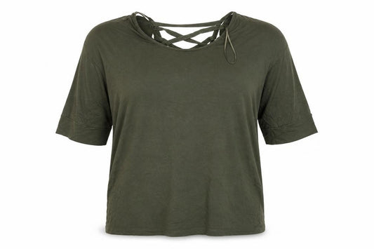 Front view of Peacocks women’s green basic blouse, size UK 16