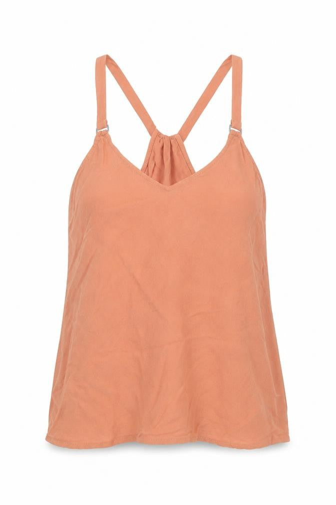 Front view of New Look women’s orange basic tank, size UK 8