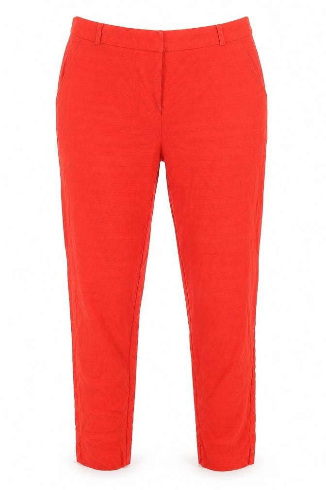 Front view of George women’s red trousers, size UK 10, 27-inch leg