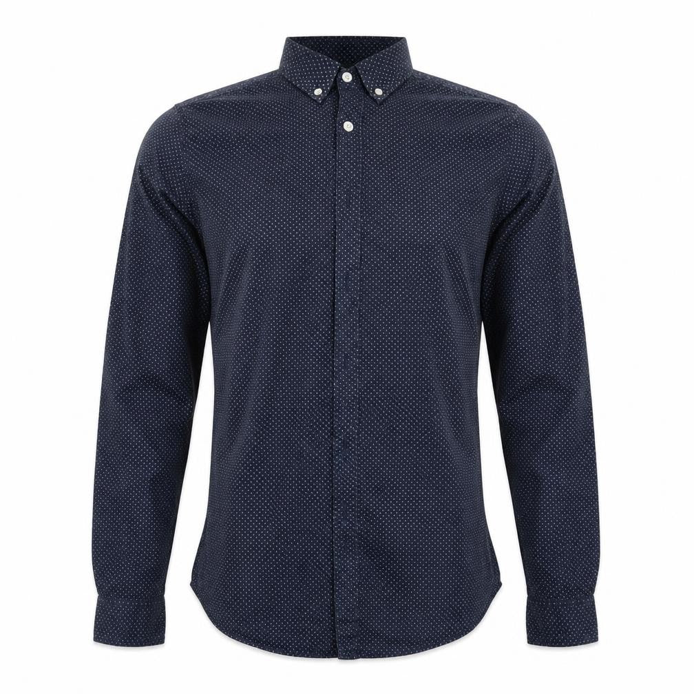 Topman Mens Blue Polka Dot   Button-Up Size S