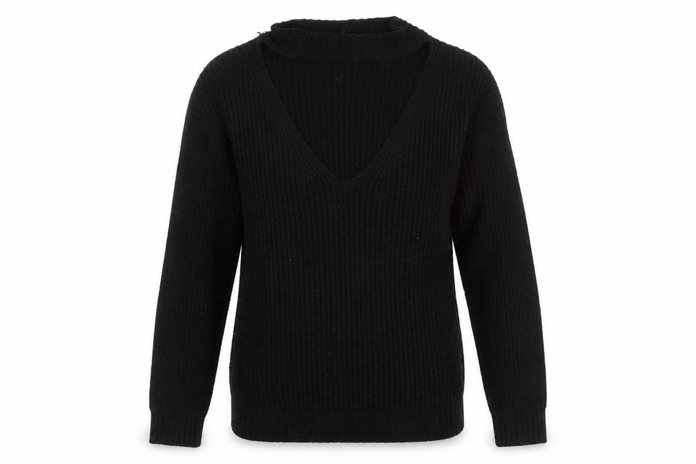 Front view of Select women’s black knit jumper, size UK 10