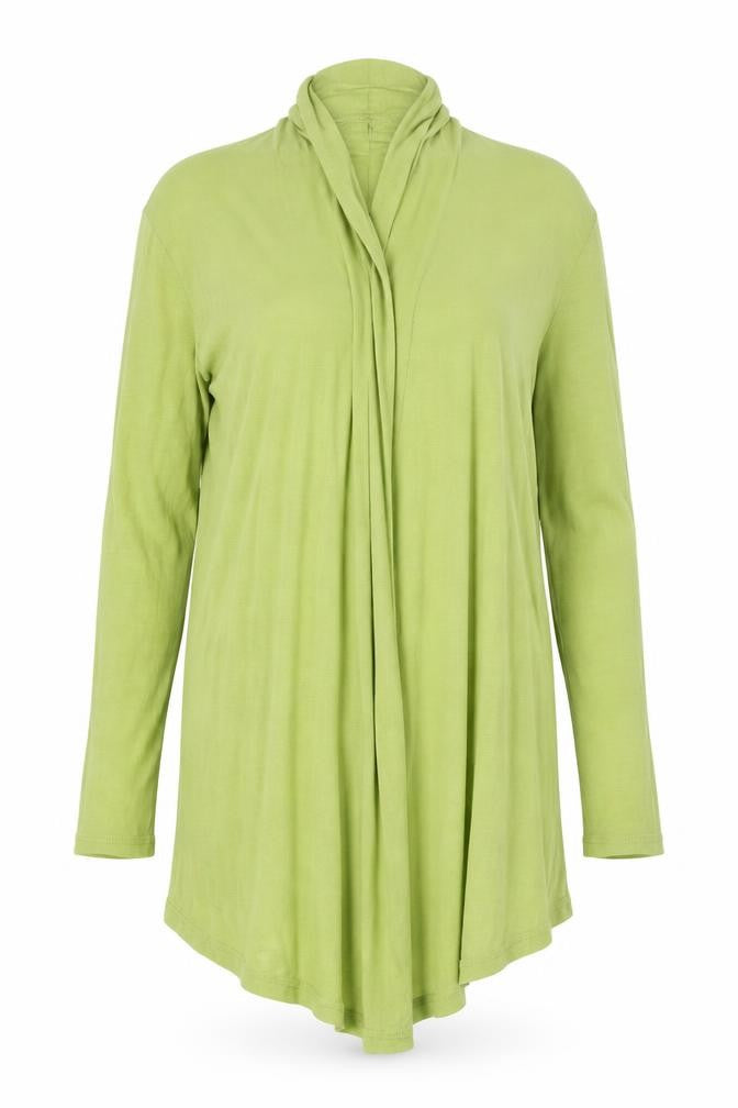 Front view of Bonmarché women’s green cardigan jumper, size UK 14
