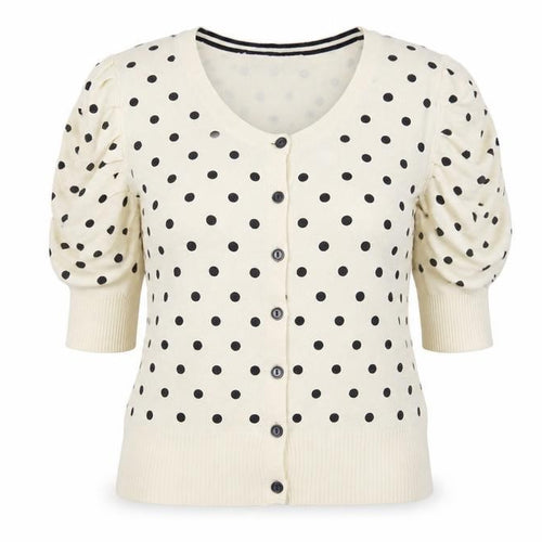 Evie Womens Beige Polka Dot Knit Cardigan Jumper Size 14