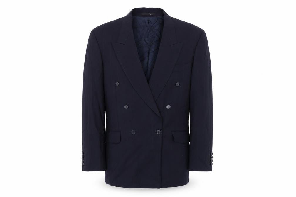 Front view of MODENA men’s blue striped jacket suit jacket, size 42
