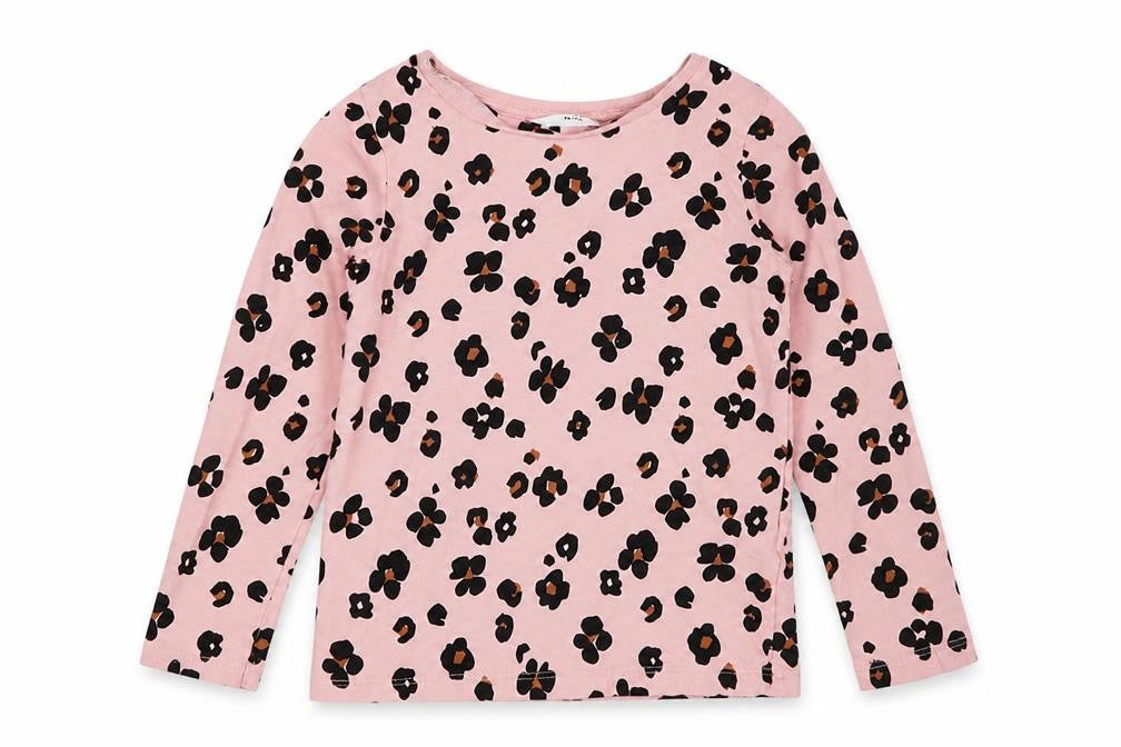 Marks and Spencer Girls Pink Animal Print  Basic T-Shirt Size 5-6 Years