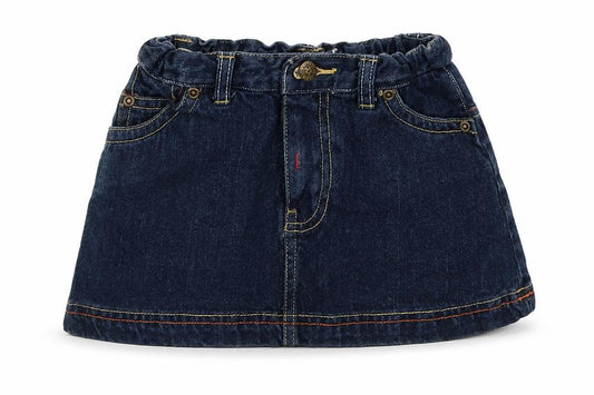 Front view of Original Marenesi girls’ blue denim a-line skirt, size 2, years