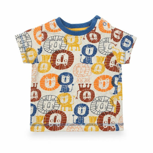 Front view of Nutmeg boys’ beige geometric basic t-shirt, size 9-12, months