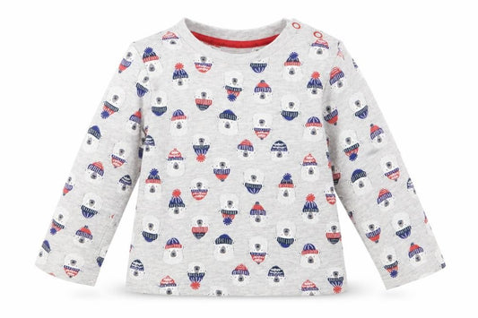 Front view of Tu boys’ grey geometric basic t-shirt, size 9-12, months