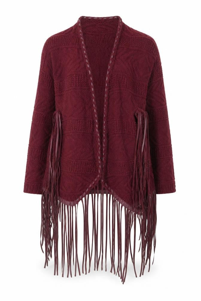 Front view of Atmosphere women’s purple knit cardigan jumper, size UK 10