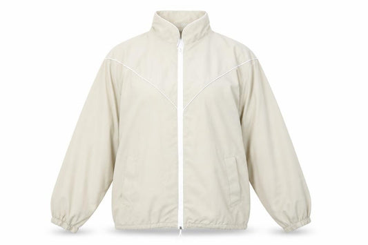 Front view of Preworn women’s beige jacket coat, size M