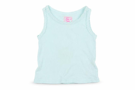 Front view of F&F girls’ blue capri pyjama top, size 18-24, months