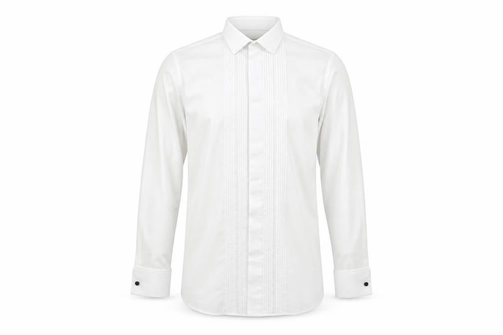 Front view of Burton men’s white button-up, size 16