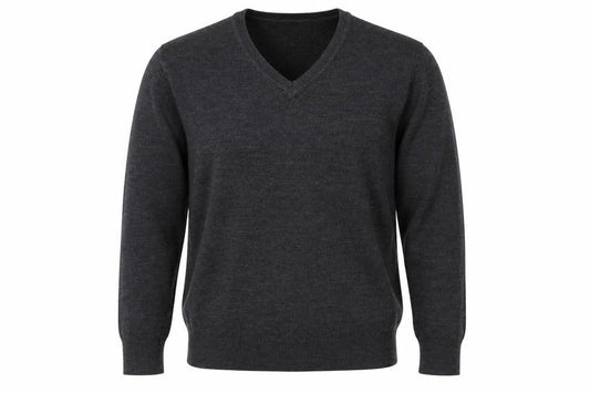 Front view of Easy men’s grey jumper, size L