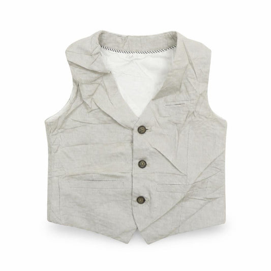 Front view of H&M boys’ beige jacket waistcoat, size 2-3, years