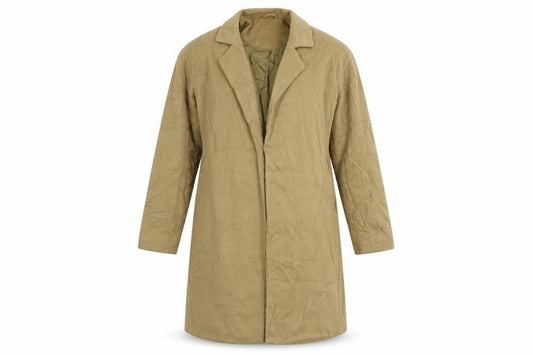 Front view of First and I women’s beige jacket coat, size M