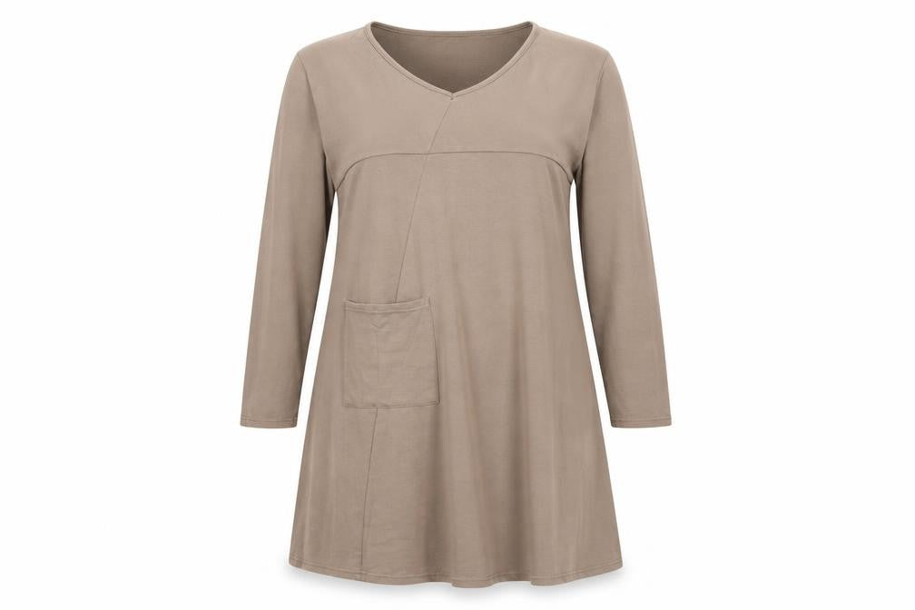 Front view of Zanzea women’s beige jumper dress, size 2XL
