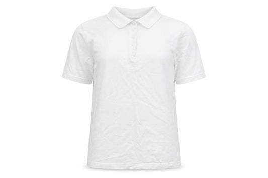 Front view of isle girls’ white basic polo, size 15-16, years