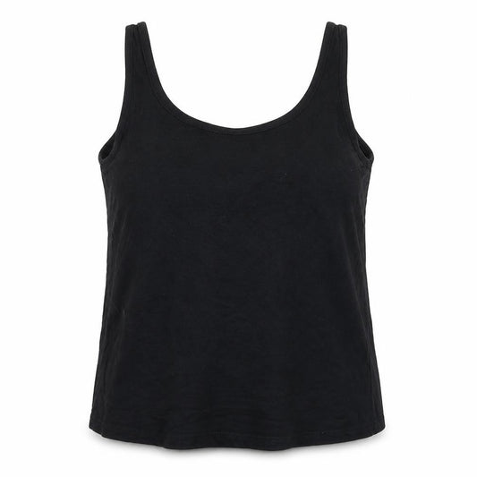Front view of ASOS women’s black basic tank, size UK 10