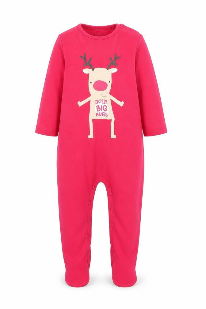 Florence and Fred Boys Red Animal Print  Babygrow One-Piece Size 12-18 Months  - Reindeer