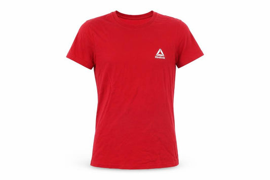 Front view of Reebok men’s red t-shirt, size XS