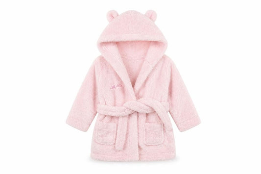 Front view of studio baby Baby Pink Solid Babydoll Robe, size 6-9, Months