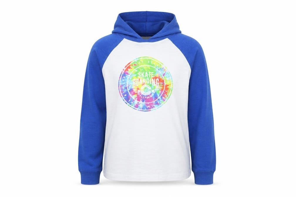 Front view of Next boys’ blue pullover hoodie, size 9, years - skateboarding