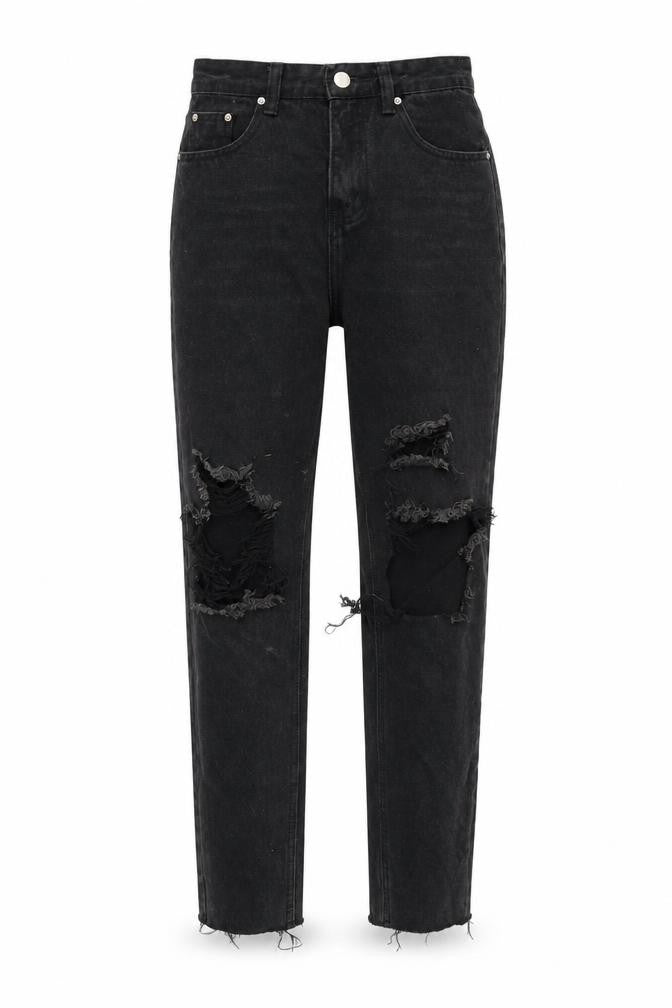 Front view of SHEIN women’s black straight jeans, size XS, 29-inch leg