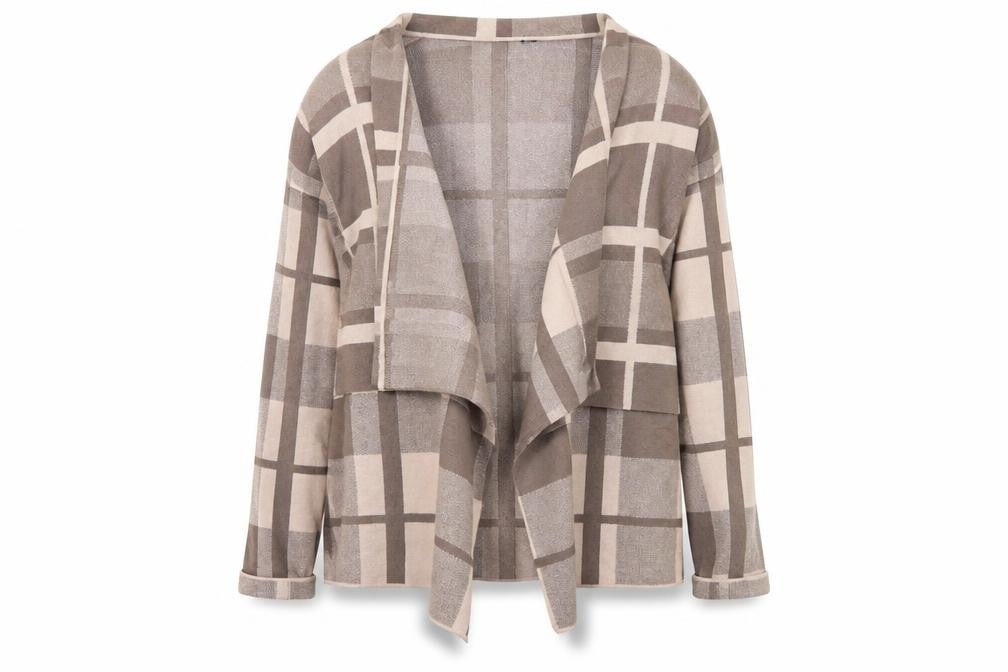 Front view of Kaleidoscope women’s multicoloured check jumper, size UK 14