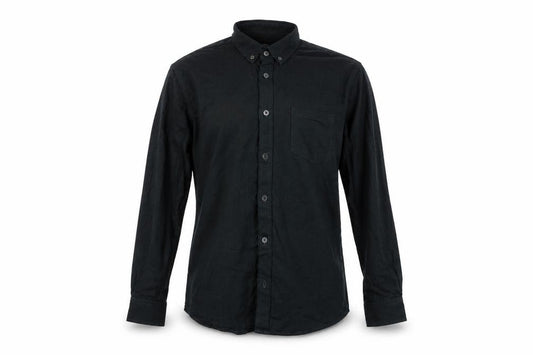 Front view of Burton men’s green button-up, size M