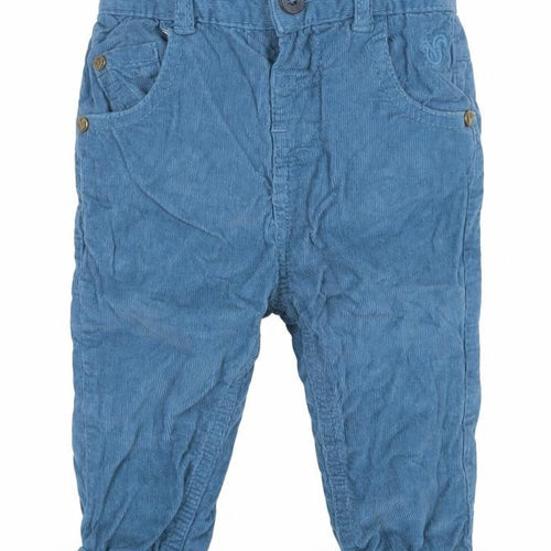 BHS Boys Blue  Velvet Cargo Trousers Size 9-12 Months
