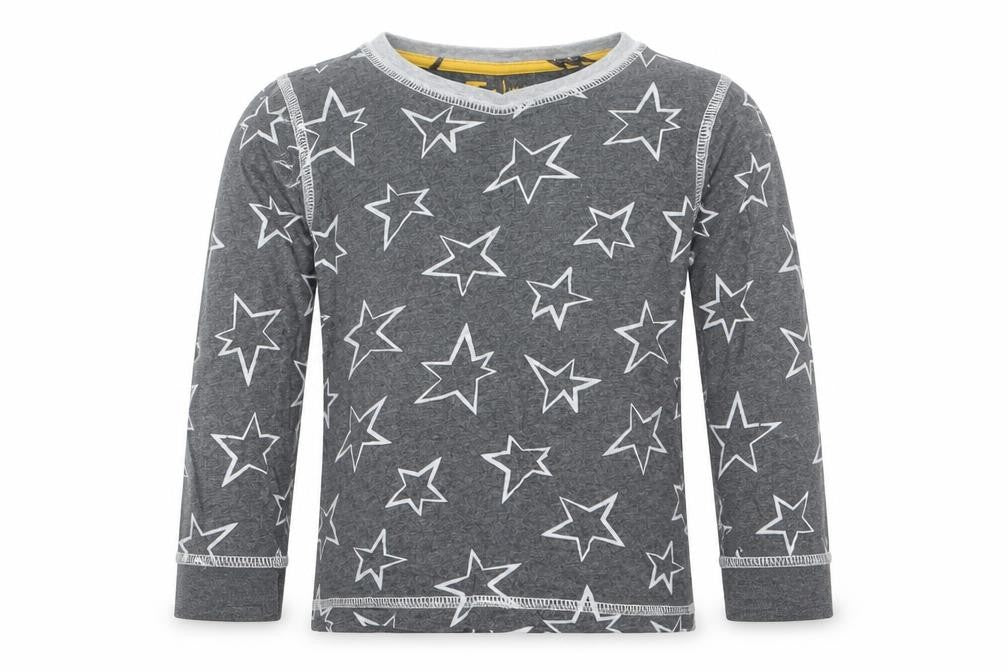 Front view of Tu girls’ grey geometric top pyjama top, size 3-4, years