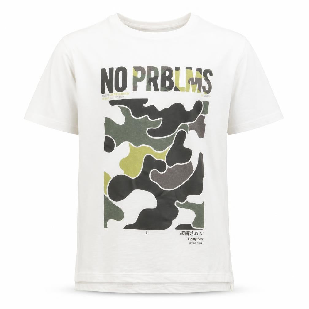 Front view of Next boys’ white basic t-shirt, size 8, years