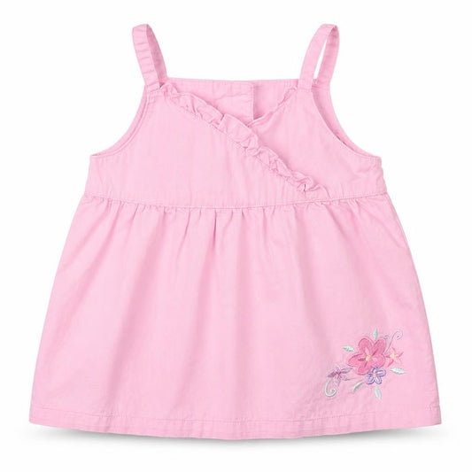 Front view of George girls’ pink floral basic tank, size 9-12, months