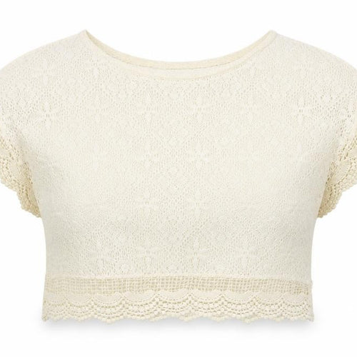 PIKO 1988 Womens Ivory  Lace Cropped T-Shirt Size L