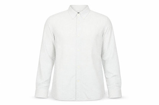 Front view of BHS men’s multicoloured check button-up, size M