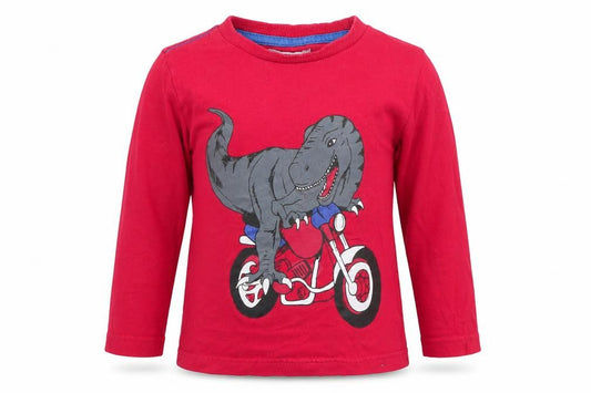 Front view of F&F boys’ red solid babydoll pyjama top, size 18-24, months