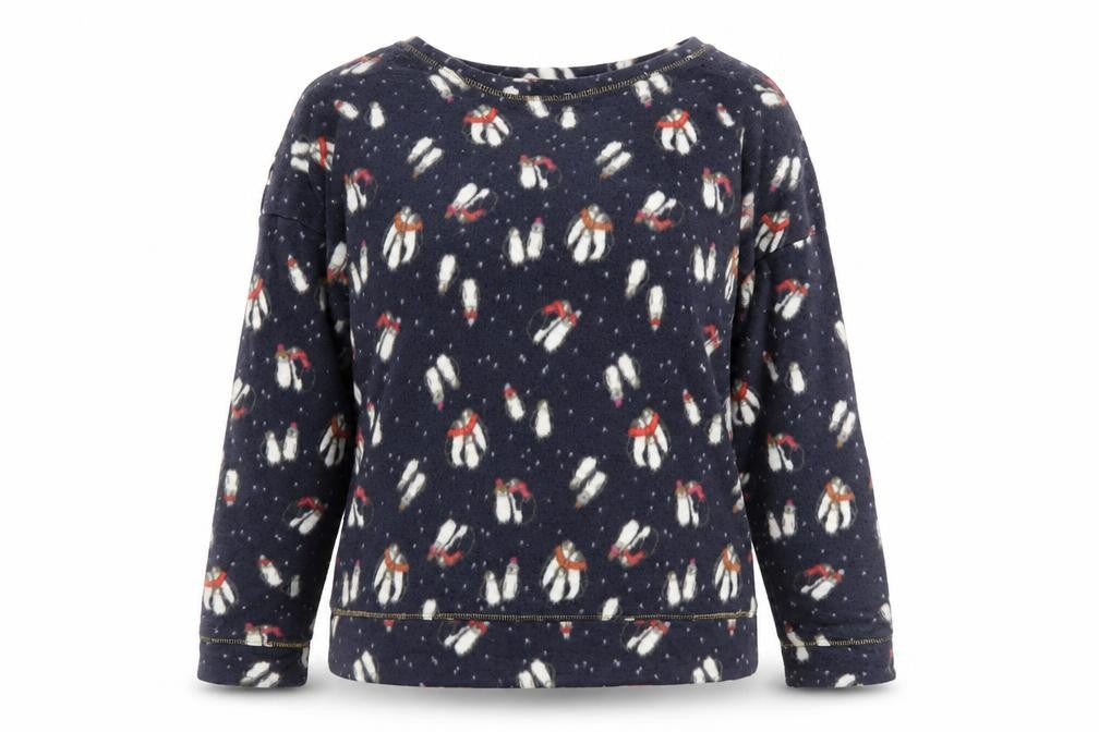 M&S Womens Blue Animal Print  Top Pyjama Top Size M