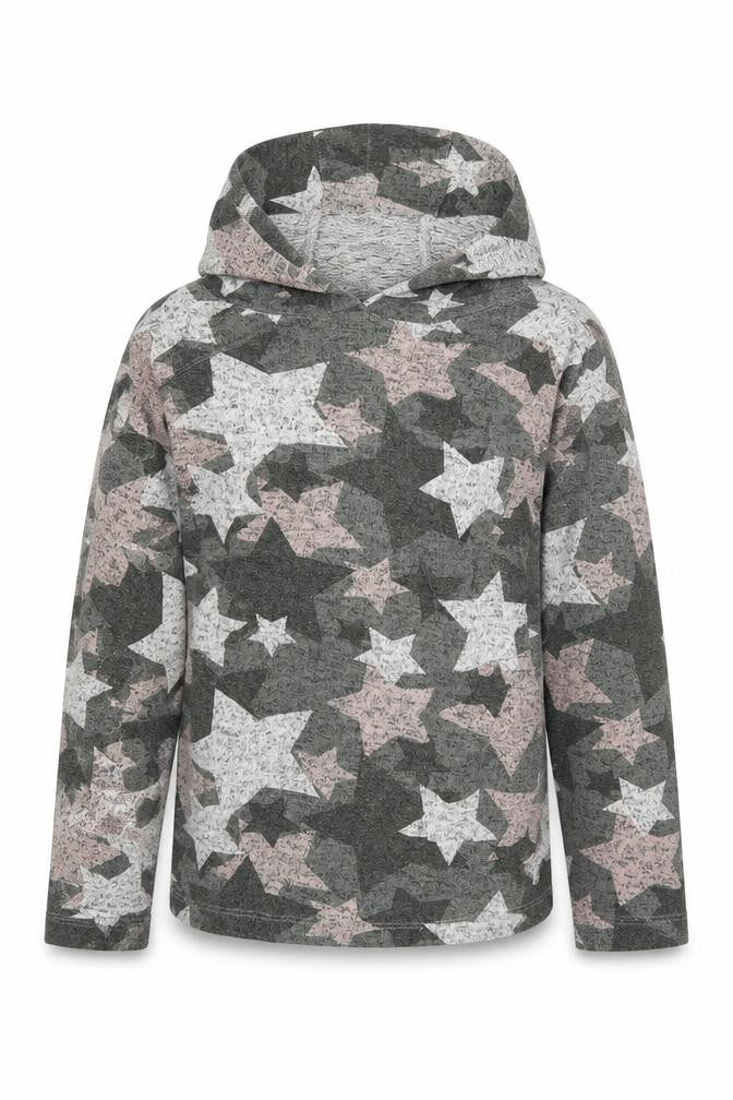 Front view of Next girls’ green polka dot pullover hoodie, size 6, years - stars